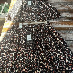 Who What Wear Leopard-Print Circle Skirt in Black, Cream & Pink